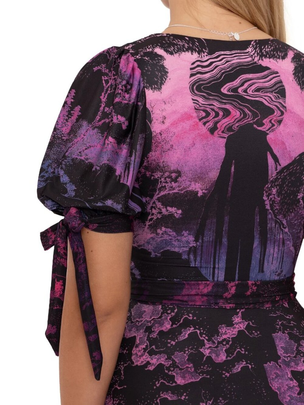 NWT Blackmilk Hokusai’s Waterfalls Dress Japanese Gothic Boho Fantasy Maxi XS - Picture 4 of 11